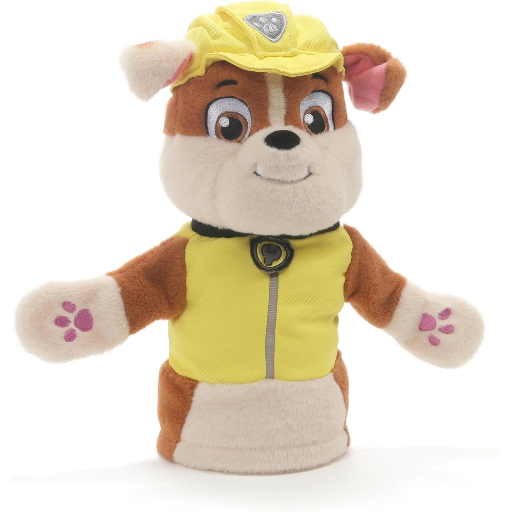 GUND Paw Patrol Rubble Hand Puppet Plush Stuffed Animal Dog, Yellow, 11″