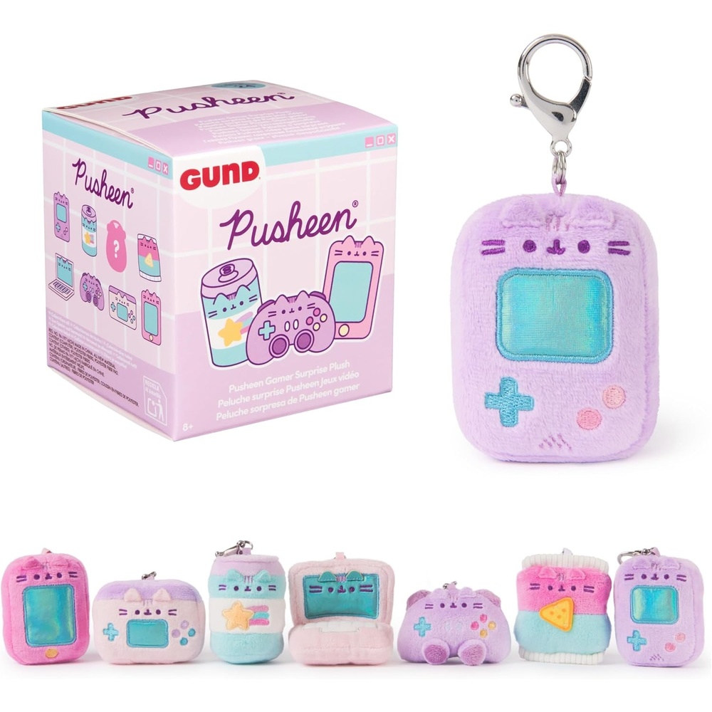 GUND Pusheen Gamer Plush, Squishy Toy, Collectible Plush Toy, Gaming Decor, Stuffed Animal for Ages 8 and Up, Gray, 9.5(Pusheen Gamer Mystery Box)