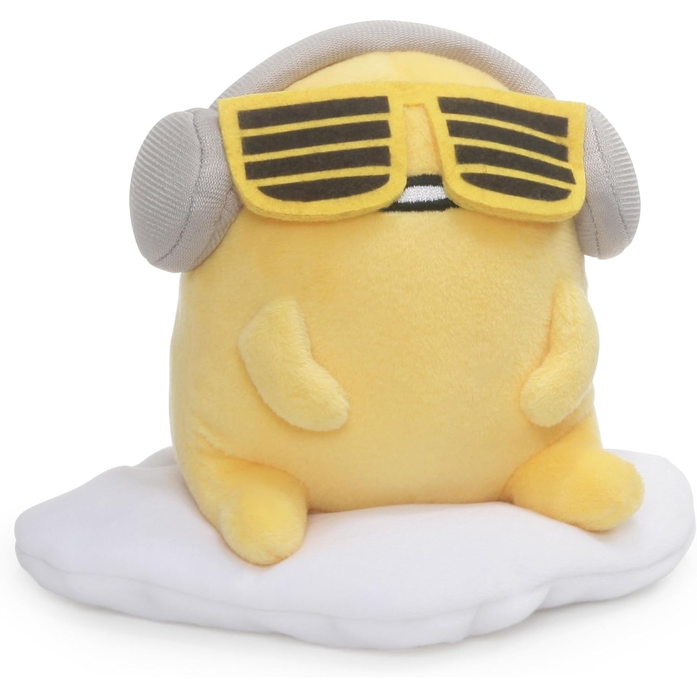 GUND Sanrio Gudetama The Lazy Egg Plush Toy, Gudetama with Sunglasses, Stuffed Animal for Ages 1 and Up, Yellow, 5(Headphone Gudetama)