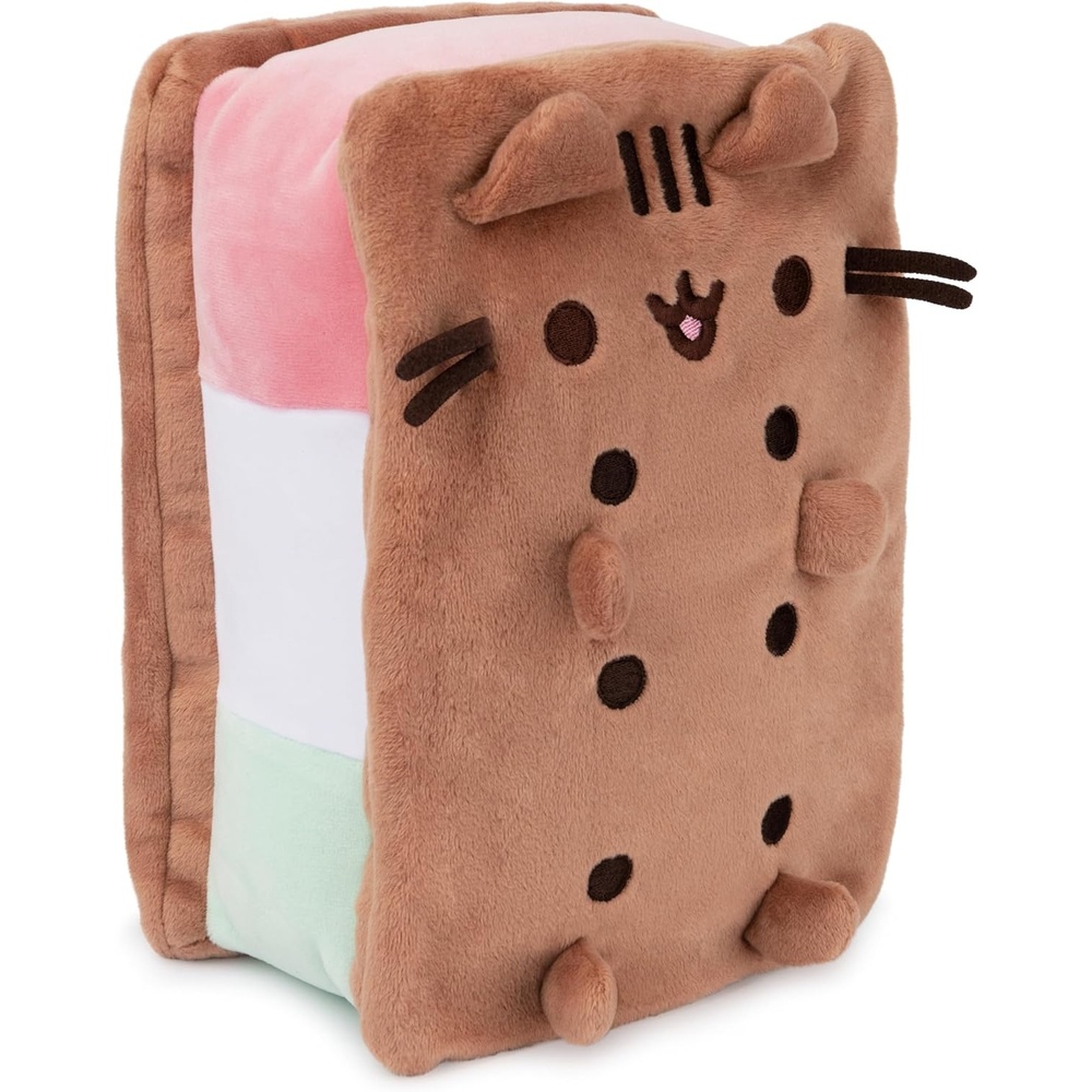 GUND Pusheen Neapolitan Ice Cream Sandwich Pusheen Plush, Stuffed Animal for Ages 8 and Up, Brown, 9.5(Ice Cream Sandwich 9.5″)