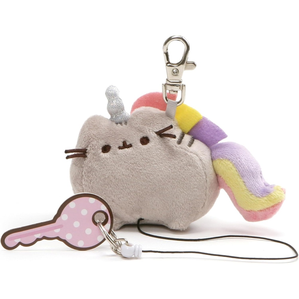 GUND Pusheen the Cat Pusheenicorn Retractable Key Holder, Unicorn Plush Keychain For Ages 8 and Up, 3