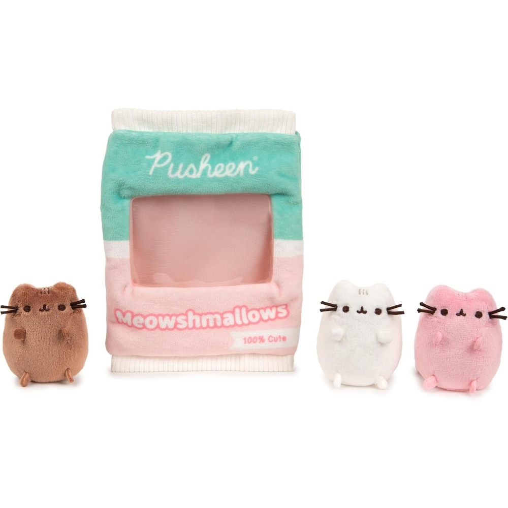 GUND Pusheen Meowshmallows Bag of Treats with Removable Mini Plush, Stuffed Animals for Ages 8 and Up, Pink/Green, 7.5
