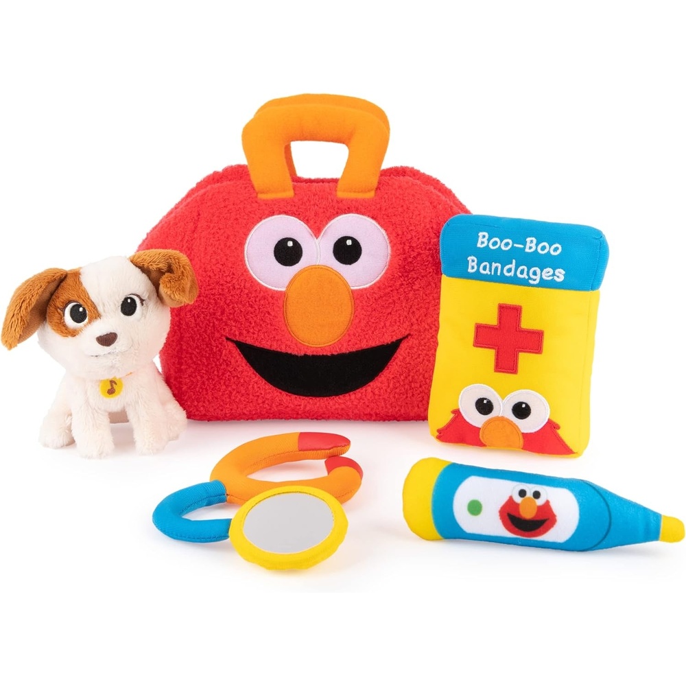 GUND Sesame Street Furry Friends Forever Soft Book, Premium Plush Sensory Toy for Ages 1 and Up, Blue, 6(Elmo & Tango Checkup Playset)