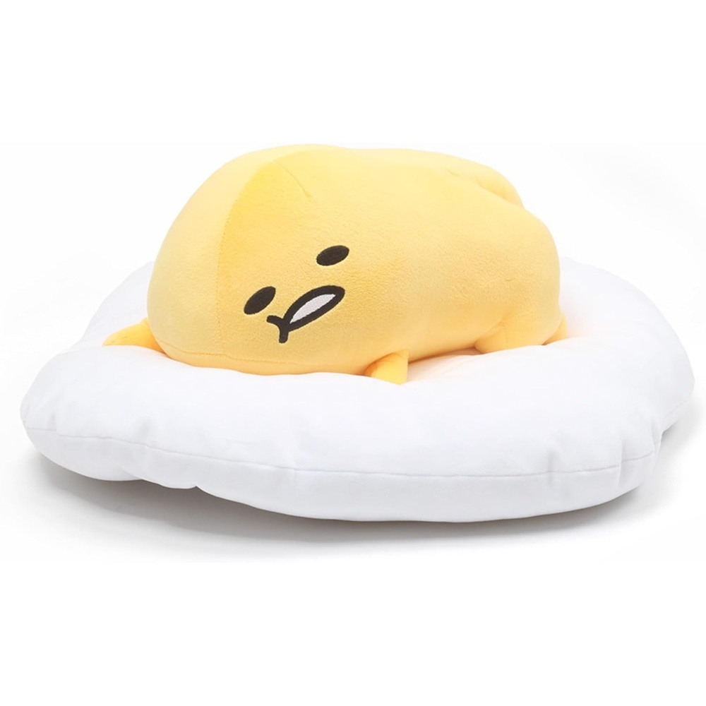GUND Gudetama The Lazy Egg Laying Down Plush, Sanrio Plush, Kawaii Stuffed Animal, White/Yellow, 17
