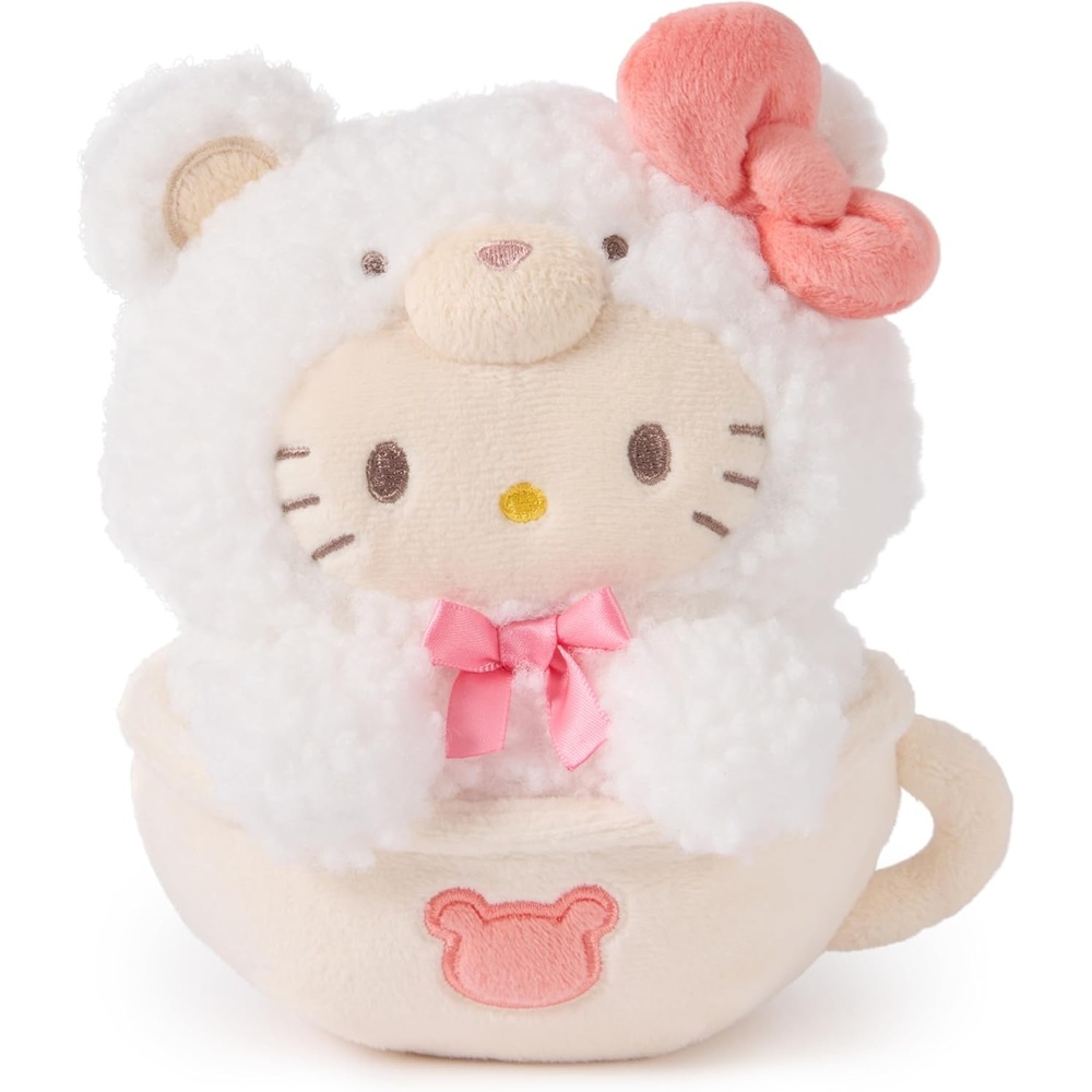 GUND Sanrio Official Hello Kitty Café Latte Teddy Bear Plush, Collectible Plush Toy, Stuffed Animal for Ages 1 and Up, White, 6