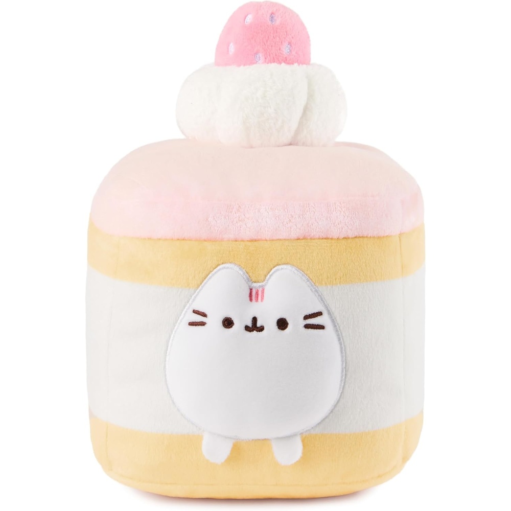 GUND Pusheen Strawberry Sponge Cake Plush, Squishy Toy, Collectible Toy, Dessert Plush, Cat Stuffed Animal for Ages 8 and Up, Pink, 6