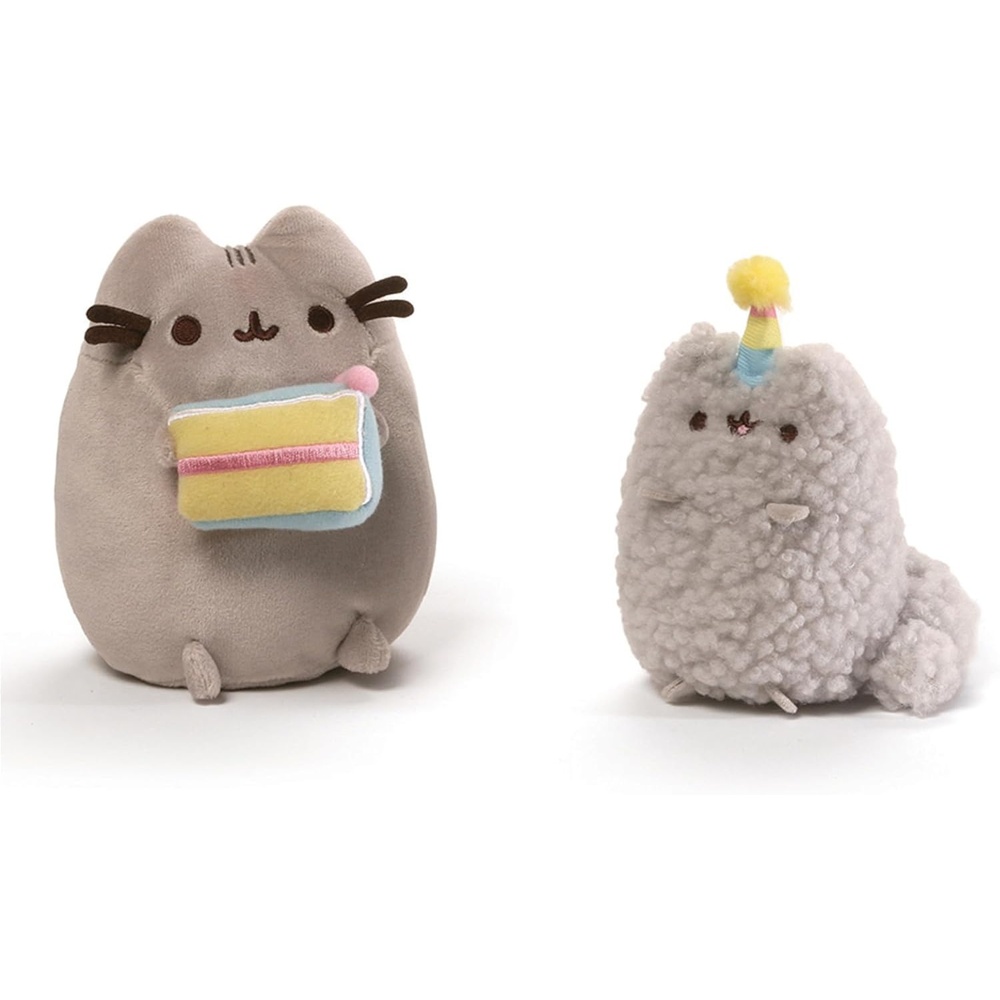GUND Pusheen and Stormy Birthday Set Plush, Collectible Stuffed Animals for Ages 8 and Up, Gray, 6.5