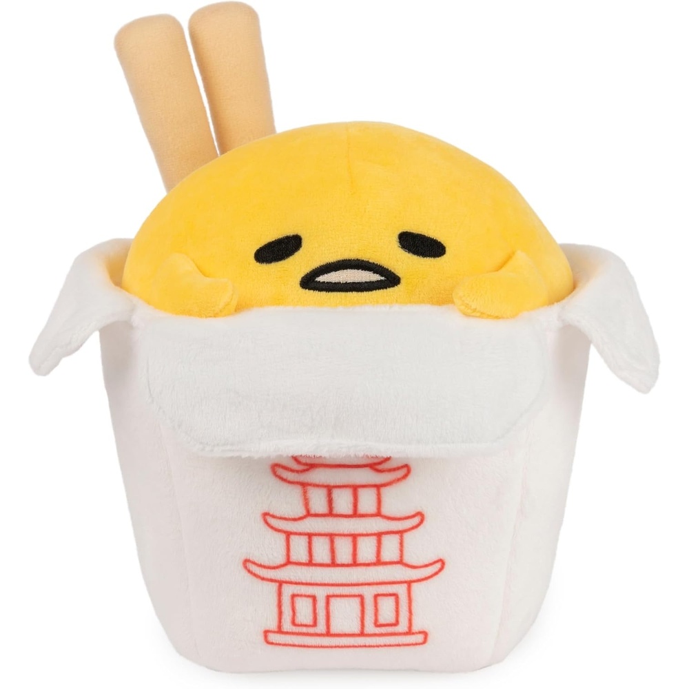 GUND Sanrio Gudetama The Lazy Egg Stuffed Animal, Flan Gudetama Plush Toy for Ages 1 and Up, 9(Gudetama Takeout Container 9.5″)