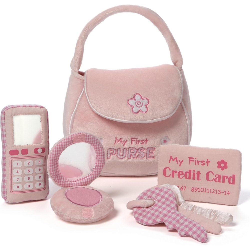 Baby GUND, My First Birthday-Themed 5-Piece Plush Playset, Sensory Toys for Babies, 8(Purse Playset)