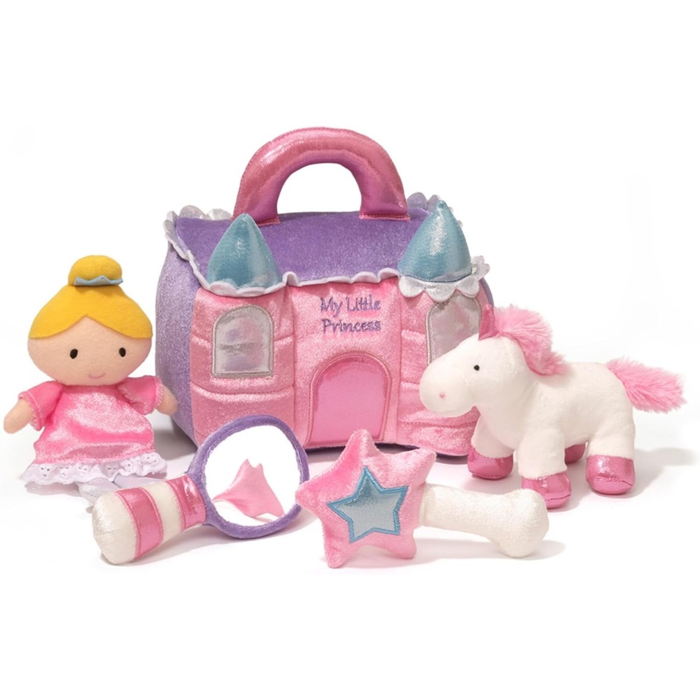 Baby GUND, My First Birthday-Themed 5-Piece Plush Playset, Sensory Toys for Babies, 8(Princess Castle)