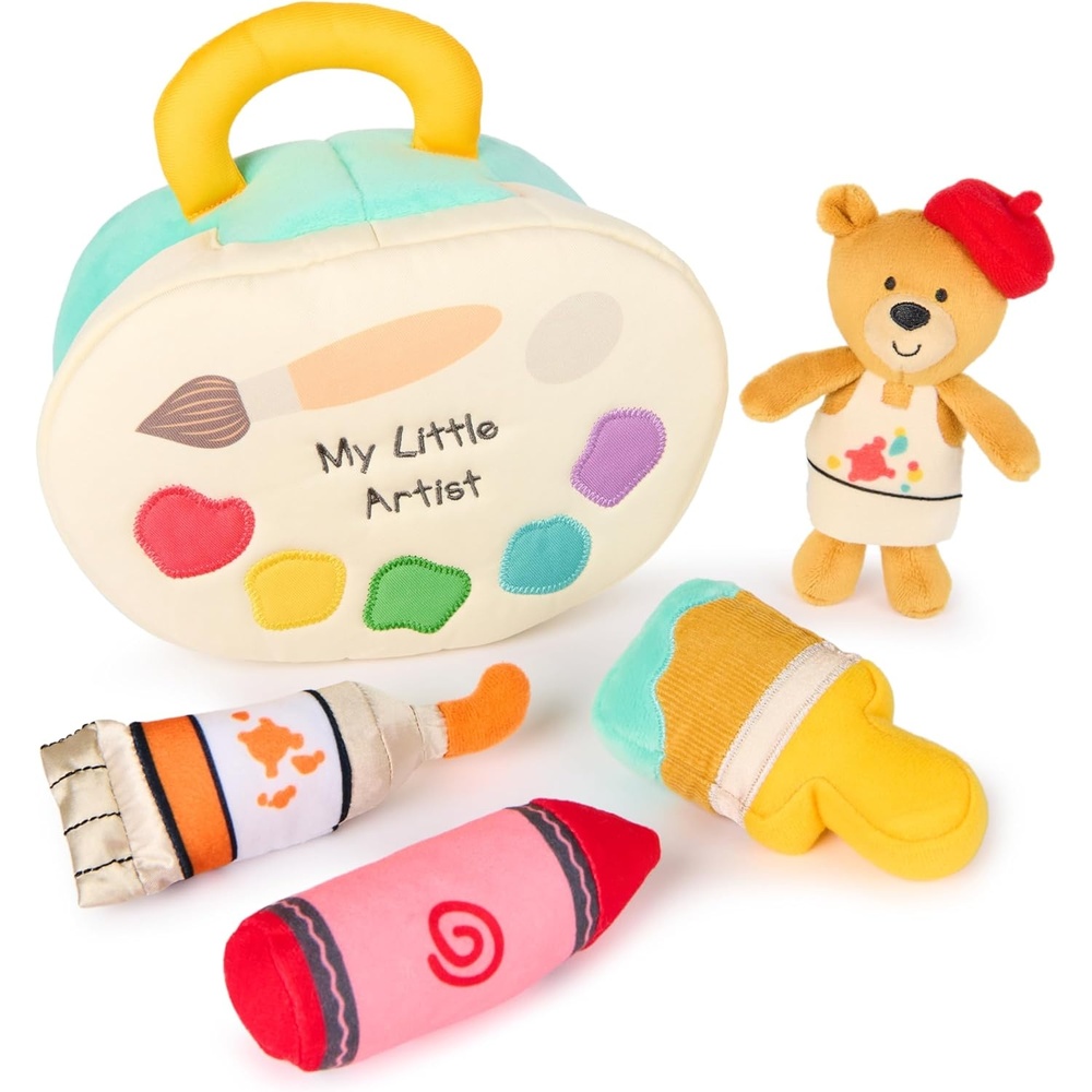 Baby GUND, My First Birthday-Themed 5-Piece Plush Playset, Sensory Toys for Babies, 8(Artist Playset)