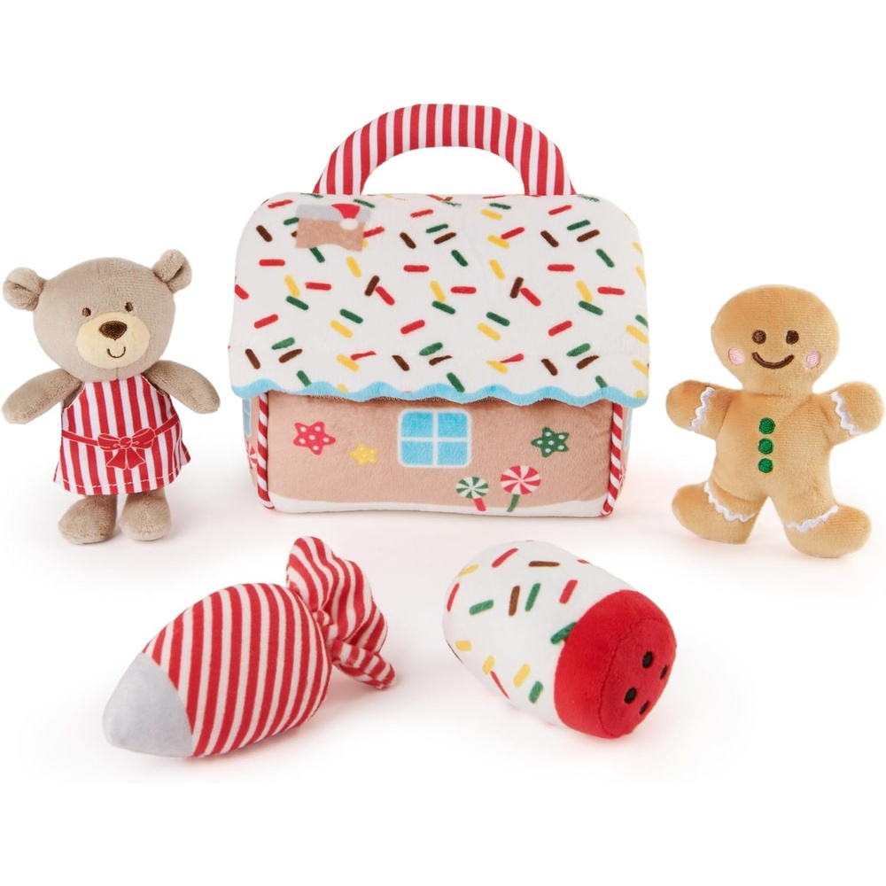 Baby GUND, My First Birthday-Themed 5-Piece Plush Playset, Sensory Toys for Babies, 8(Gingerbread House)