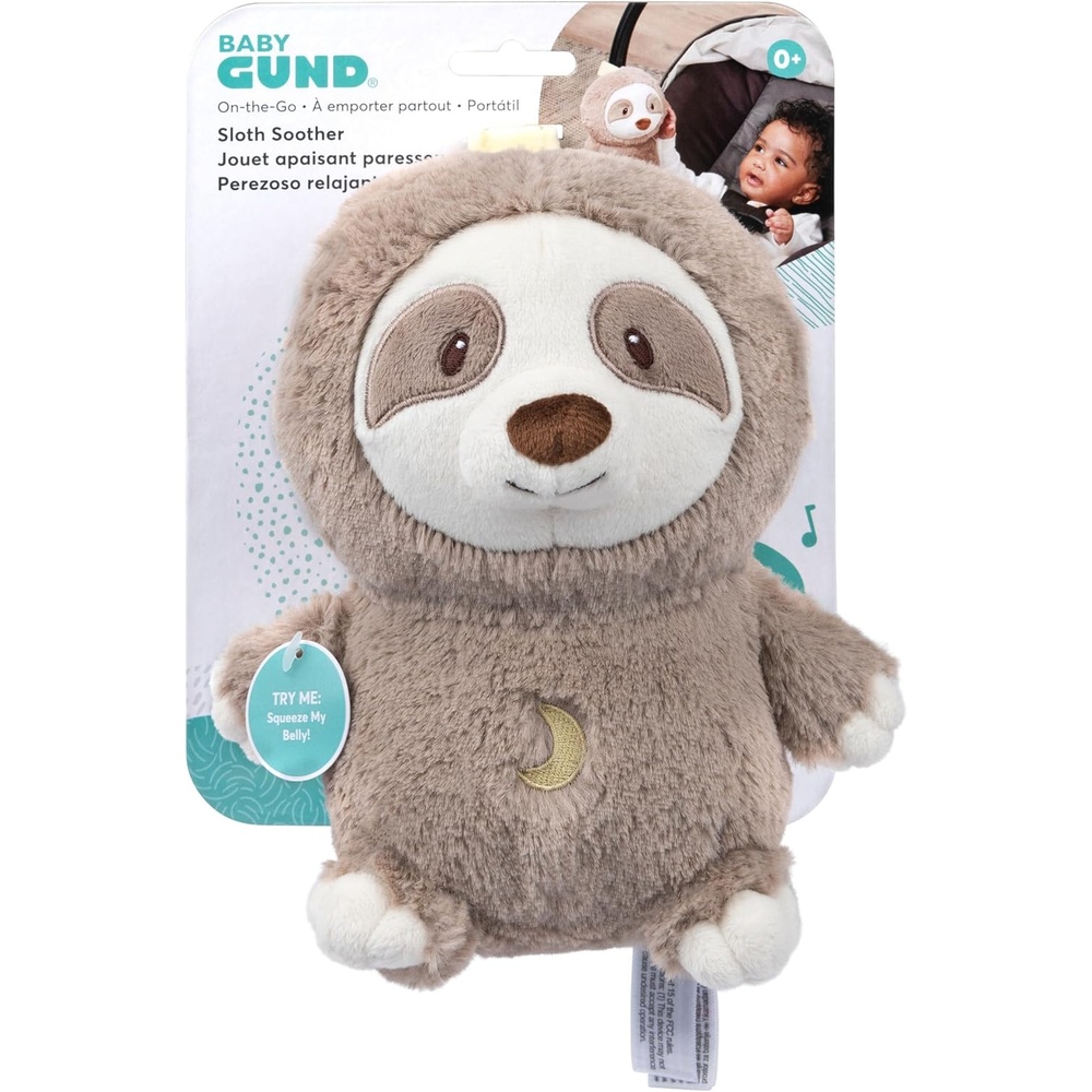 GUND Baby Lil’ Luvs On the Go Sloth Soother for Babies and Newborns, Plush Sloth Stuffed Animal Sound Toy, Brown/Cream, 6