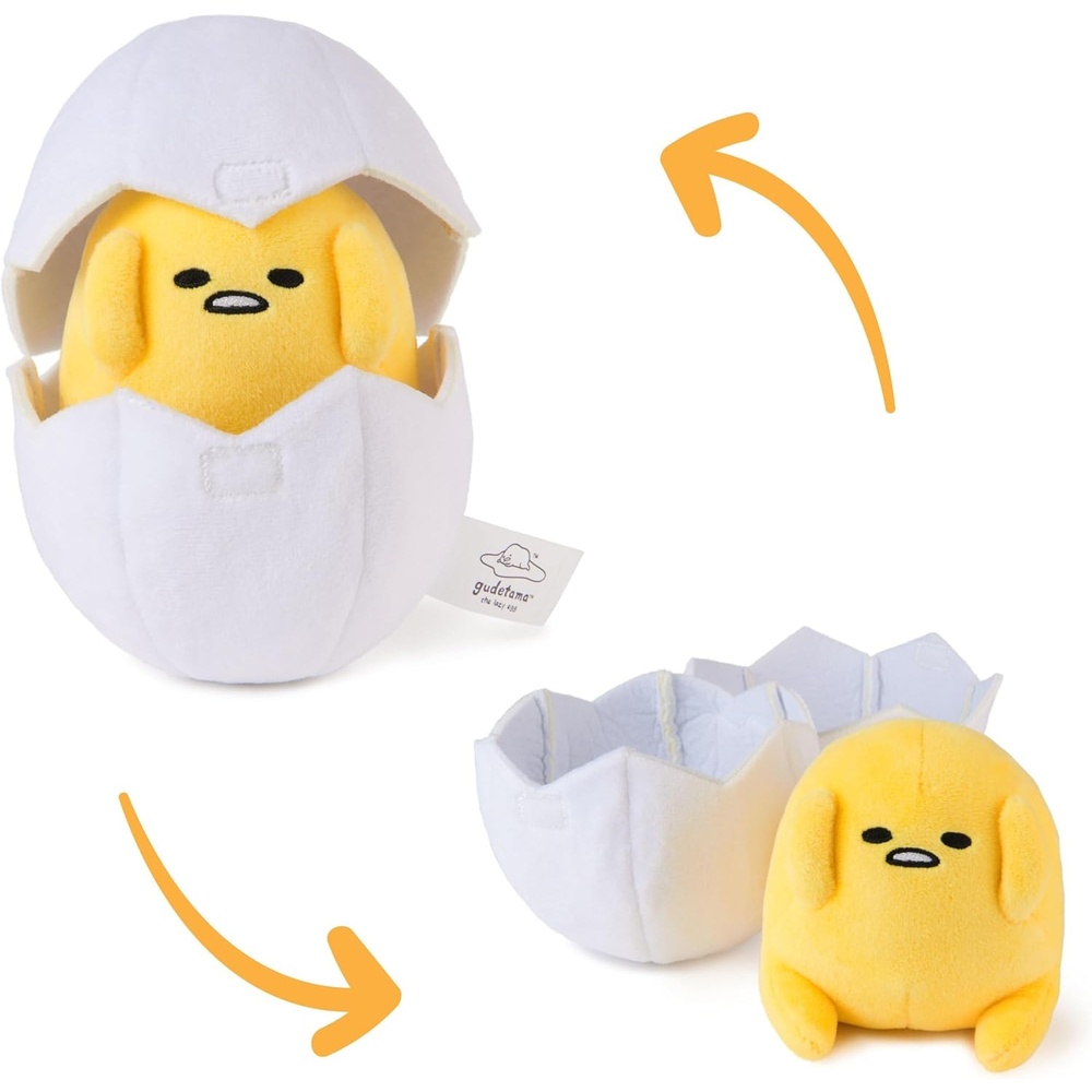GUND Sanrio Gudetama The Lazy Egg Stuffed Animal, Gudetama in Eggshell Plush Toy for Ages 1 and Up, 5