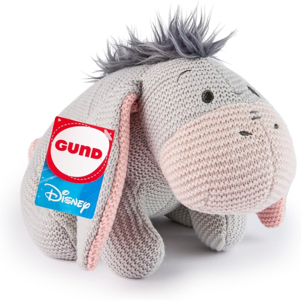 GUND Disney Official Pooh and Piglet Knit Plush, Winnie the Pooh, Stuffed Animal for Ages 1 and Up, Yellow/Pink, 10(Eeyore)