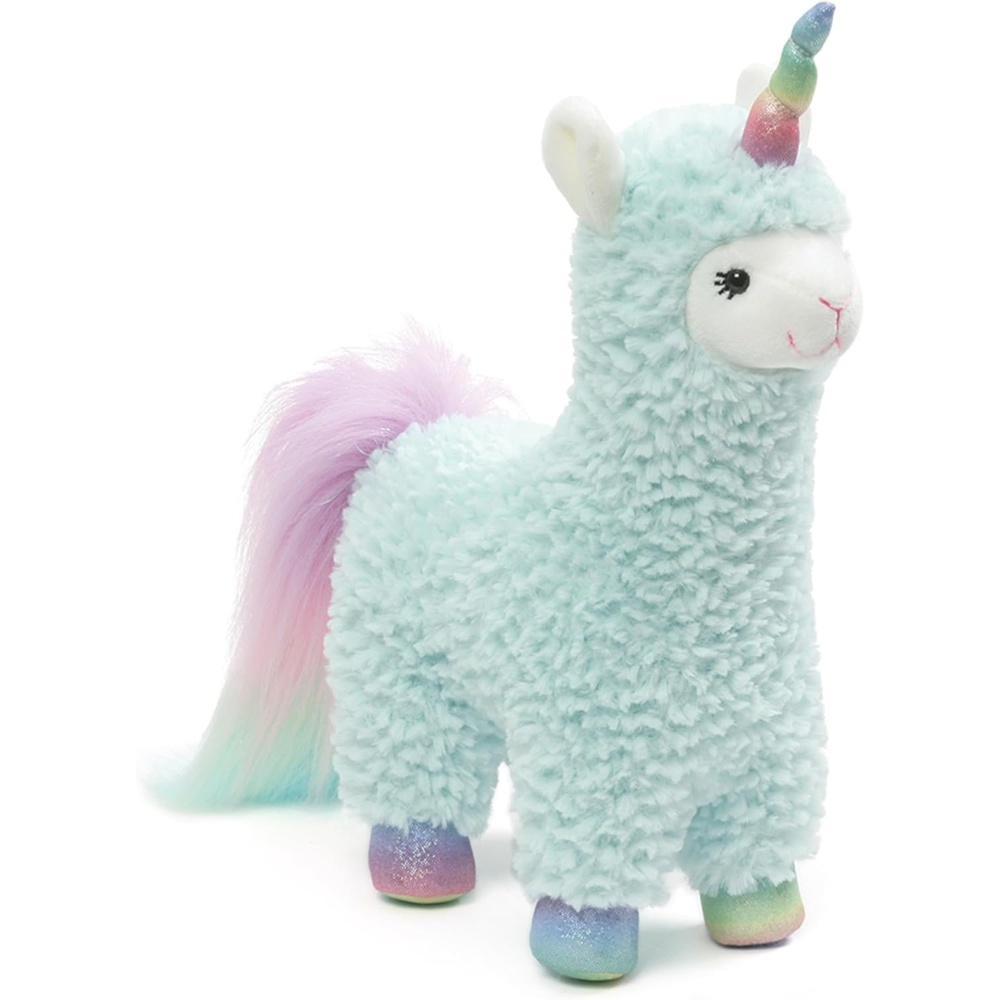 GUND Cotton Candy Llamacorn Plush Toy, Unicorn Stuffed Animal for Ages 1 and Up, Blue/Rainbow, 11(Llama)