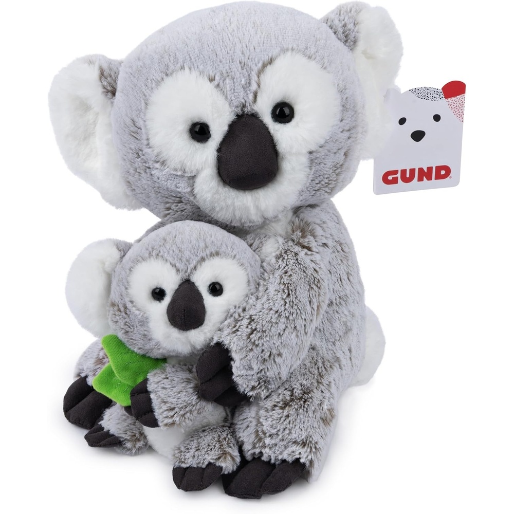 GUND Zozo the Koala Bear with Joey Plush, Stuffed Animal for Ages 1 and Up, Gray/White, 10(Koala With Baby 10″)