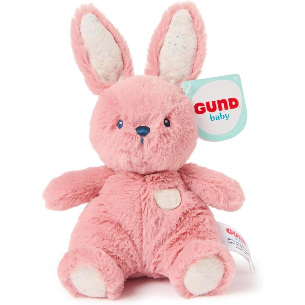 GUND Baby Oh So Snuggly Littles Bunny Rabbit, Small Stuffed Animals, Bunny Stuffed Animal, Plush Toys for Infants and Toddlers, Pink, 7