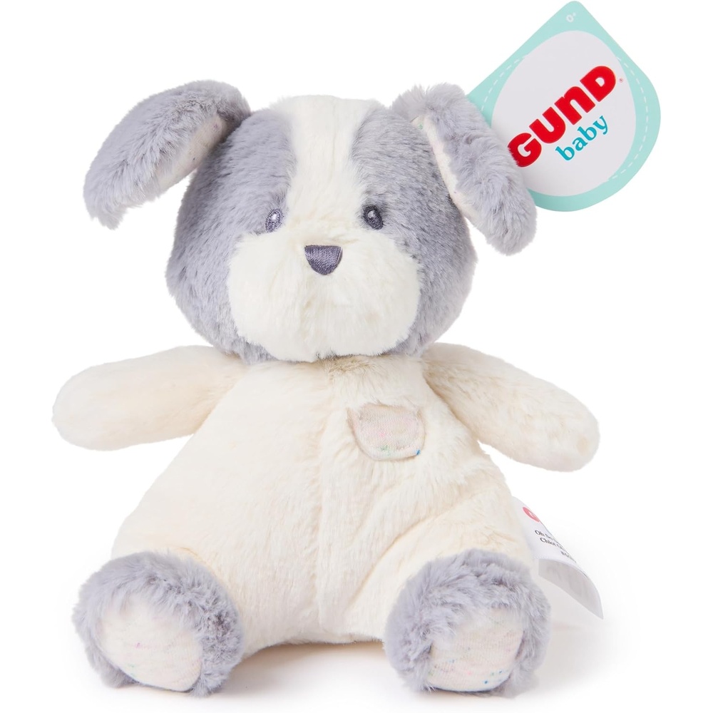 GUND Baby Oh So Snuggly Littles Puppy Dog, Small Stuffed Animals, Dog Stuffed Animal, Plush Toys for Infants and Toddlers, White/Gray, 7