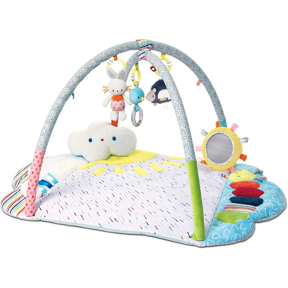 GUND Baby GUND Tinkle Crinkle & Friends Arch Activity Gym Playmat Sensory Stimulating Plush 8-Piece Set, White
