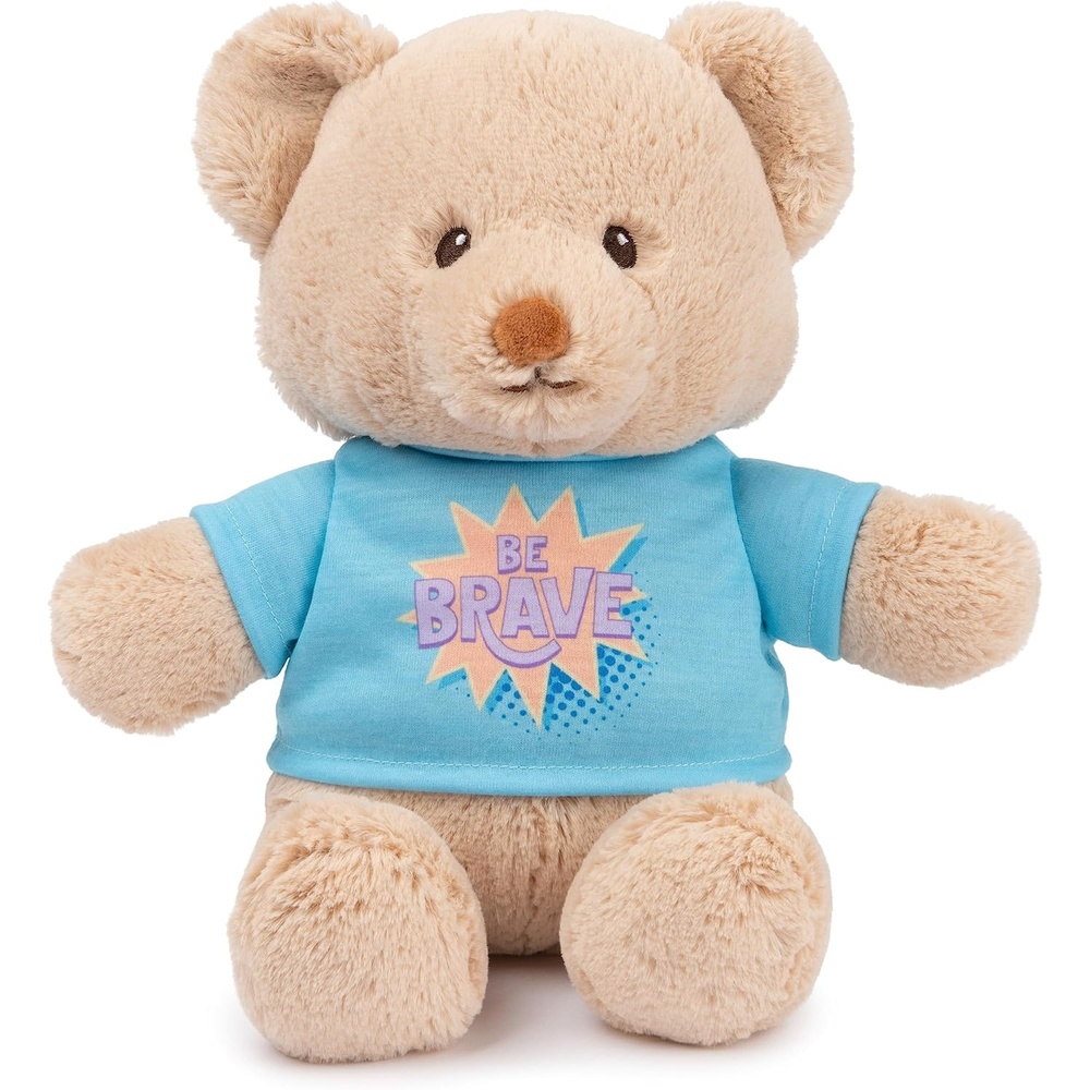 GUND You Got This Sustainable Message Bear with Green T-Shirt, Teddy Bear Made from 100% Recycled Materials for Ages 1 and Up, Tan, 12(Tshirt Teddy Bear -Be Brave)