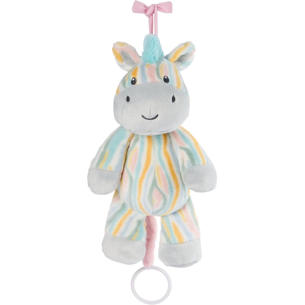 GUND Baby Safari Friends Zebra Pull-Down Musical Plush, Travel Friendly Sensory Toy with Stroller Loop for Ages 0 and Up, Rainbow, 12