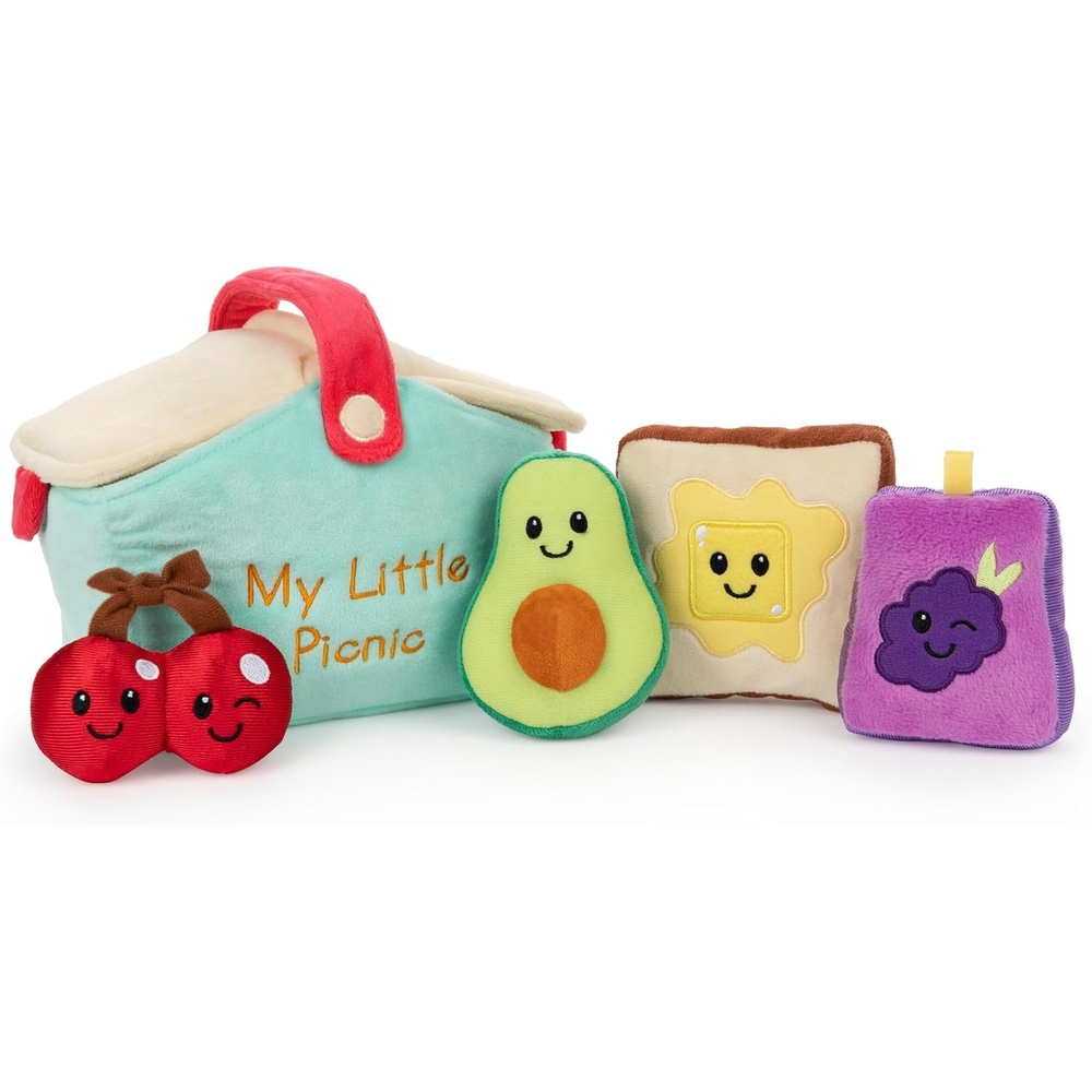 GUND Baby Play Soft Collection, My Little Picnic 5-Piece Plush Playset with Rattle, Squeaker and Crinkle Plush Toys, Sensory Toy for Babies and Newborns, 7