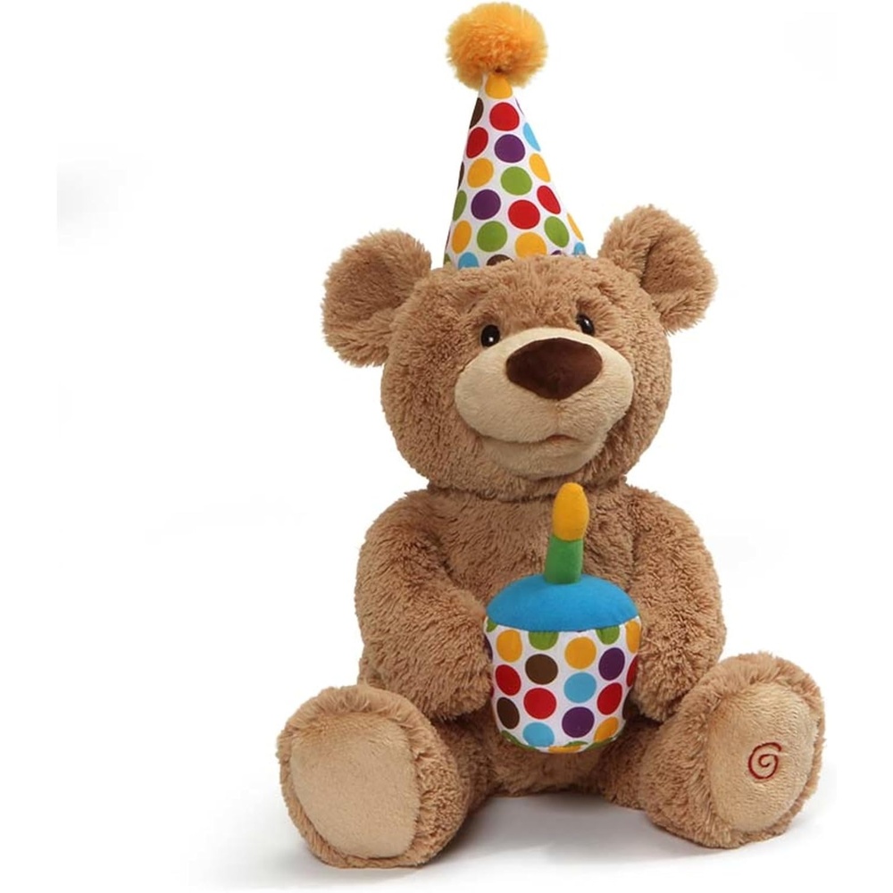 GUND Happy Birthday Teddy Bear Bear Animated Plush Toy, Glow-in-The-Dark Singing Stuffed Animal, Brown, 10