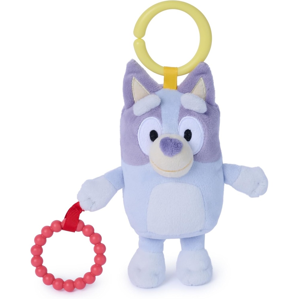 GUND Bluey Sensory Take-Along Toy, Plush Toy with Teething, Rattle and Crinkle Features, Includes Flexible Teething Ring & Crib or Stroller Attachment Loop, Made for Babies/Newborns, 7(7″)