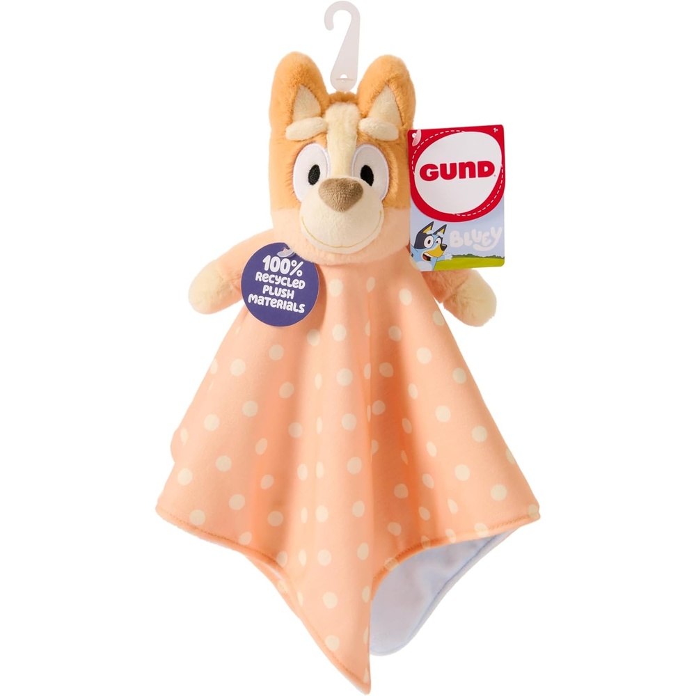 GUND Bingo Sustainably Soft Plush Lovey, Made with Recycled Materials, Baby Blanket with Stuffed Animal, Orange, 13(Bingo)