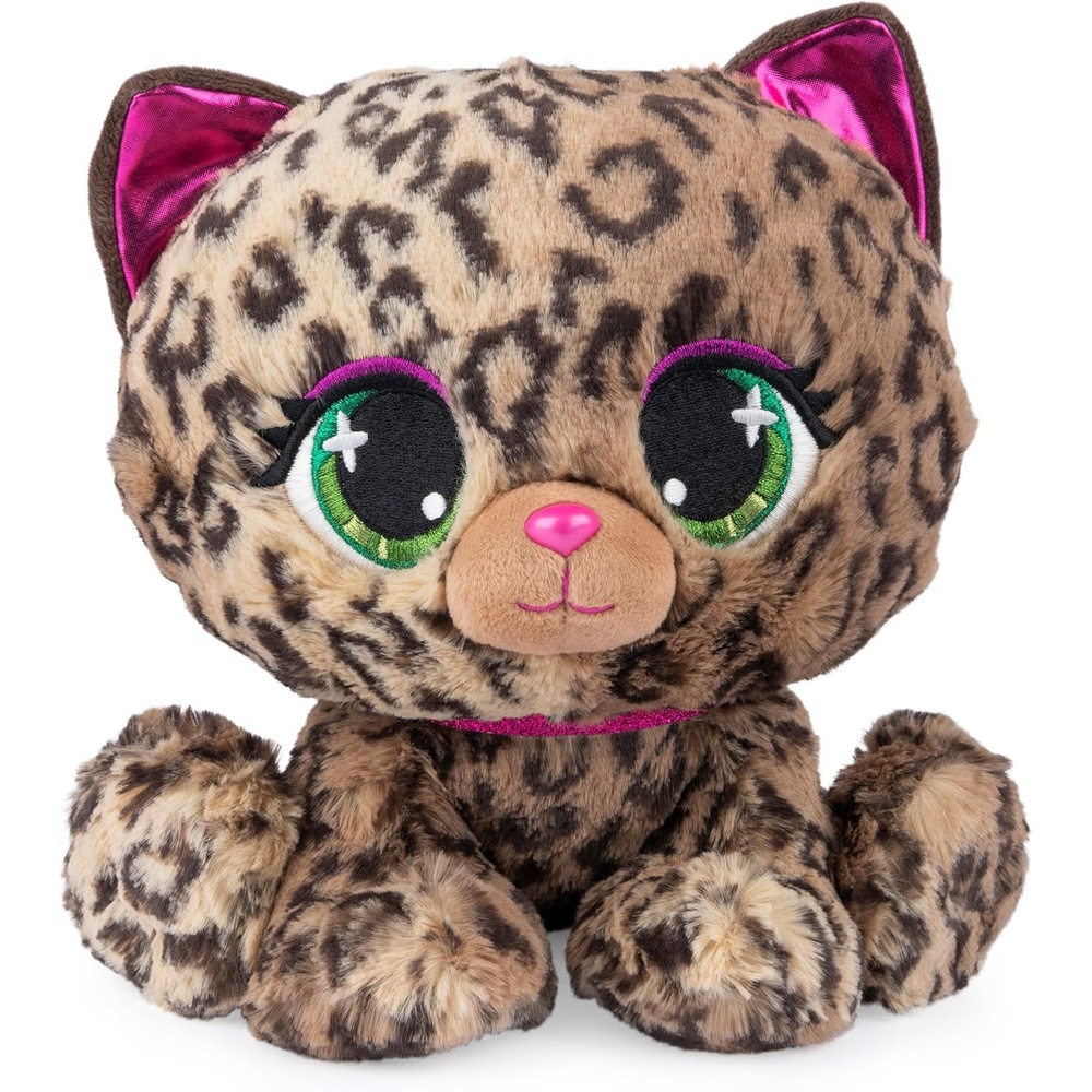 P.Lushes Designer Fashion Pets Sadie Spotson Leopard Cat Plush, Premium Stuffed Animal, Black and Pink, 9(Sadie Spotson 9″)