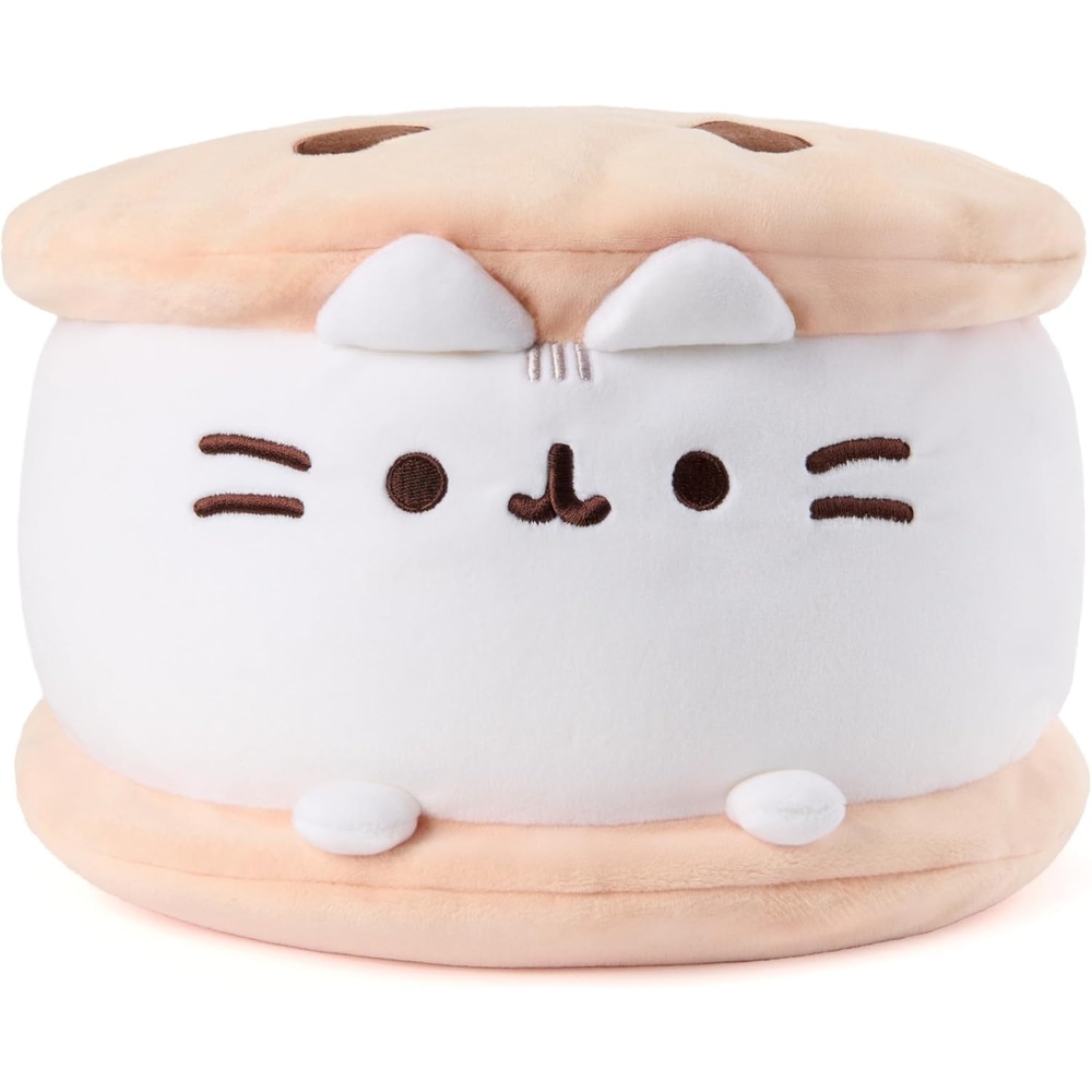GUND Pusheen Cookie Ice Cream Sandwich Squisheen Plush, Squishy Toy, Collectible Plush Toy, Food Plushies, Ice Cream Stuffed Animal for Ages 8 and Up, Brown, 11(Pusheen Cookie Ice Cream Sandwich)