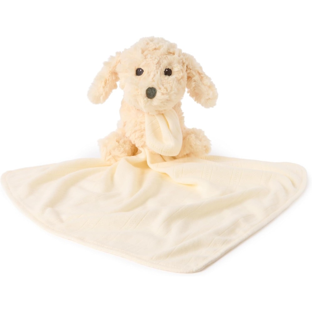 GUND Baby Muttsy Plush Lovey, Stuffed Puppy with Baby Blanket, Stuffed Animal Sensory Toy, Cream, 14