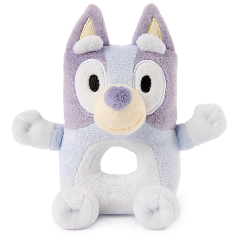GUND Official Bluey Plush Ring Rattle, Bluey Baby Rattle, Sensory Toy for Babies, Blue, 6(Bluey)