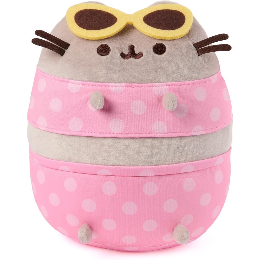 GUND Pusheen Pool Party Plush, Squishy Toy, Collectible Plush Toy, Summer Plushies, Stuffed Animal for Ages 8 and Up, Gray, 9.5