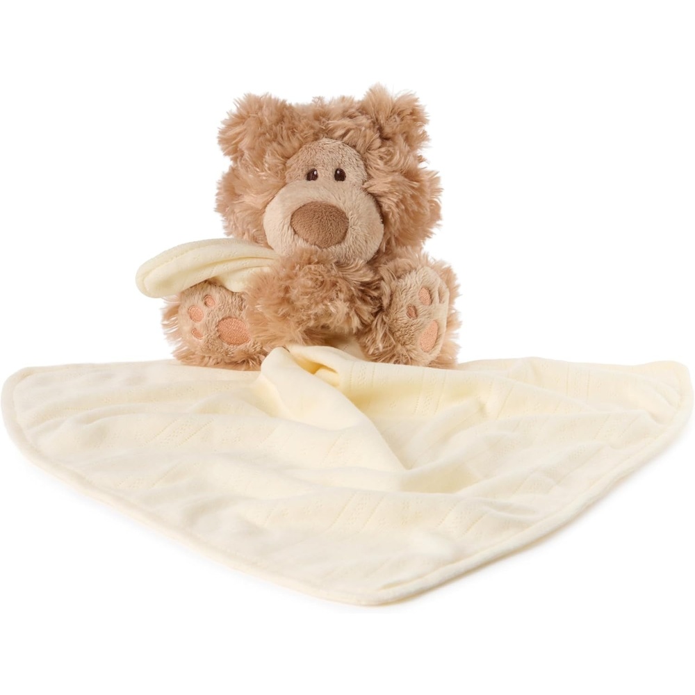 GUND Baby Philbin Plush Lovey, Teddy Bear with Baby Blanket, Stuffed Animal Sensory Toy, Brown, 14