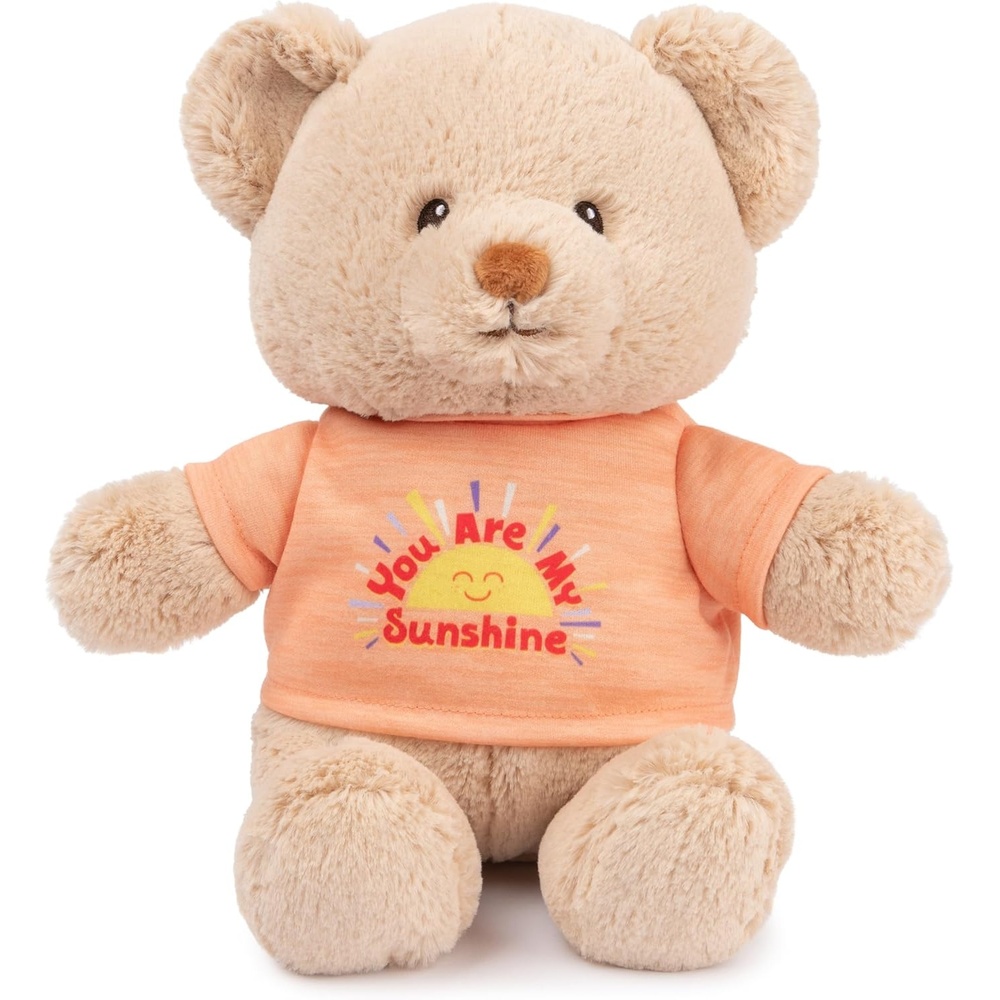 GUND Be Brave Sustainable Message Bear with Blue T-Shirt, Teddy Bear Made from 100% Recycled Materials for Ages 1 and Up, Tan, 12(Tshirt Teddy Bear -You Are My Sunshine)